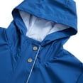 thumbnail image 4 of Defitshape Women's Raincoat Hooded Rain Jacket Long Casual Full Zip Anorak Spring Fall Jackets Knee Length Midi Windbreaker Pockets Waterproof Ladies Fashion Blue 12, 4 of 5
