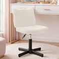 thumbnail image 3 of Carolayne 13.8-18.9'' Adjustable Vanity Chair, 360° Swivel Upholstered Ottoman Stool for Makeup Room Living Room, Beige, 3 of 9