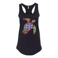 thumbnail image 2 of Wild Bobby, Colorful Rainbow Sea Turtle Animal Lover Ladies Racerback Tank Top, Black, Small, 2 of 3