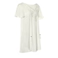 thumbnail image 4 of Swimsuit Coverup for Women Short Sleeve V Neck Loose Crochet Mini Dress Beach Cover Up Bathing Suit Dress, 4 of 7