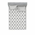 thumbnail image 2 of Ambesonne Flower Fitted Sheet & Pillow Sham Set, Tiribal Greyscale Pattern, Twin, White and Black, 2 of 3