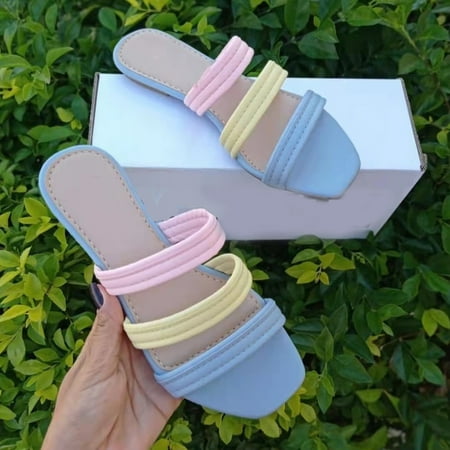 

Women s Flat Toe Sandals Simple Flat Heel Strappy Summer Slide Shoes