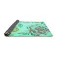 thumbnail image 2 of Ahgly Company Indoor Round Botanical Turquoise Blue Coastal Area Rugs, 4' Round, 2 of 4