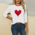 thumbnail image 5 of Yteetum Valentine's Day 3/4 Sleeve Tops for Women Oversized Crewneck Valentines Graphic Print Short Sleeve T Shirt Womens Casual Solid Round Neck Loose Comfy Three Quarter Sleeve Shirt Spring Clothes, 5 of 6