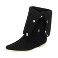 thumbnail image 6 of Womens Mid Calf Boots Suede Pointed Toe Flat Heel Antislip Long Booties Adjustable Button Fold Over Ankle Boots, 6 of 6