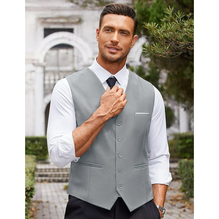 ETHAN Light Gray Waistcoat Mens Vests Casual Business Suit for Young Men Size XXXL