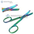 thumbnail image 3 of OdontoMed2011 Set of 10 Multi Titanium Color Rainbow Safety Nose Mustache Scissor 3.5" Straight & Curved Stainless Steel ODM, 3 of 3