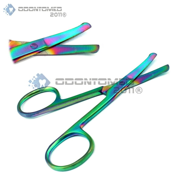 3.5 inch Rainbow Nose Scissors Curved Mustache Scissors Nose Hair Scissors Ear Beard Trimming Scissors Eyebrow Shears, Personal Grooming Scissors Men Women Stainless Steel Multi-purpose Small Scissors