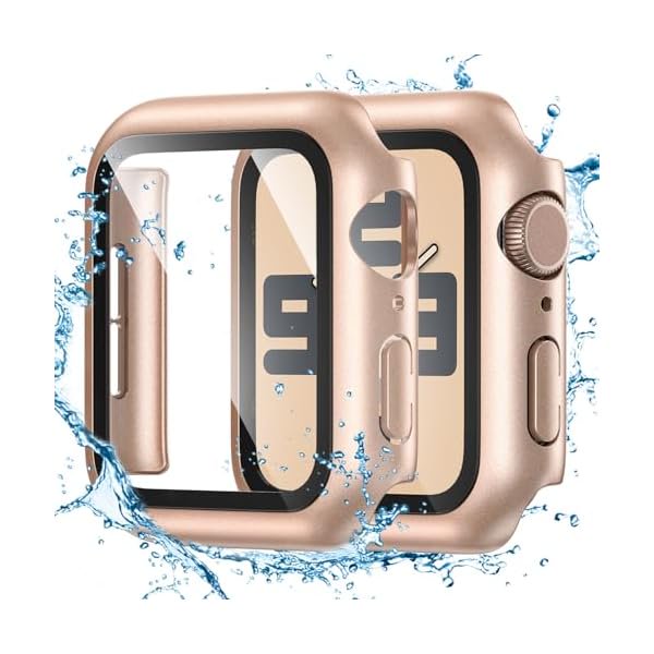 wonima44 for Waterproof Apple Watch Screen Protector Case 40mm SE 3rd/SE 2nd Generation/SE/Series 6/5/4 Accessories, iWatch Protective PC Face Cover with Tempered Glass Film for Women Men, 40 mm