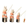 thumbnail image 4 of 3 estatuas de gato, figuras decorativas, arte coleccionable moderno, marionetas de madera Blanco Naranja, 4 of 9