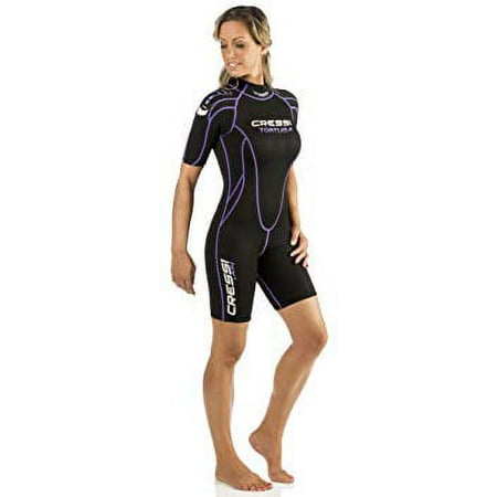 UPC: 0843607556767 | Cressi Women s Tortuga 2.5mm Neoprene Backzip Shorty (Black/Lilac  X-Large)