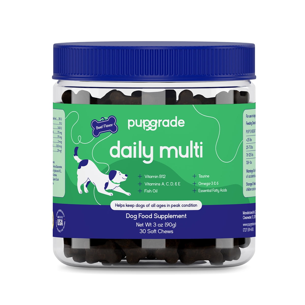 PupGrade Daily Multivitamin for Dogs – All-in-One Supplement with Omega Fish Oil, Vitamins A, C, D, E & B Complex for Optimal Health – 30 Soft Chews