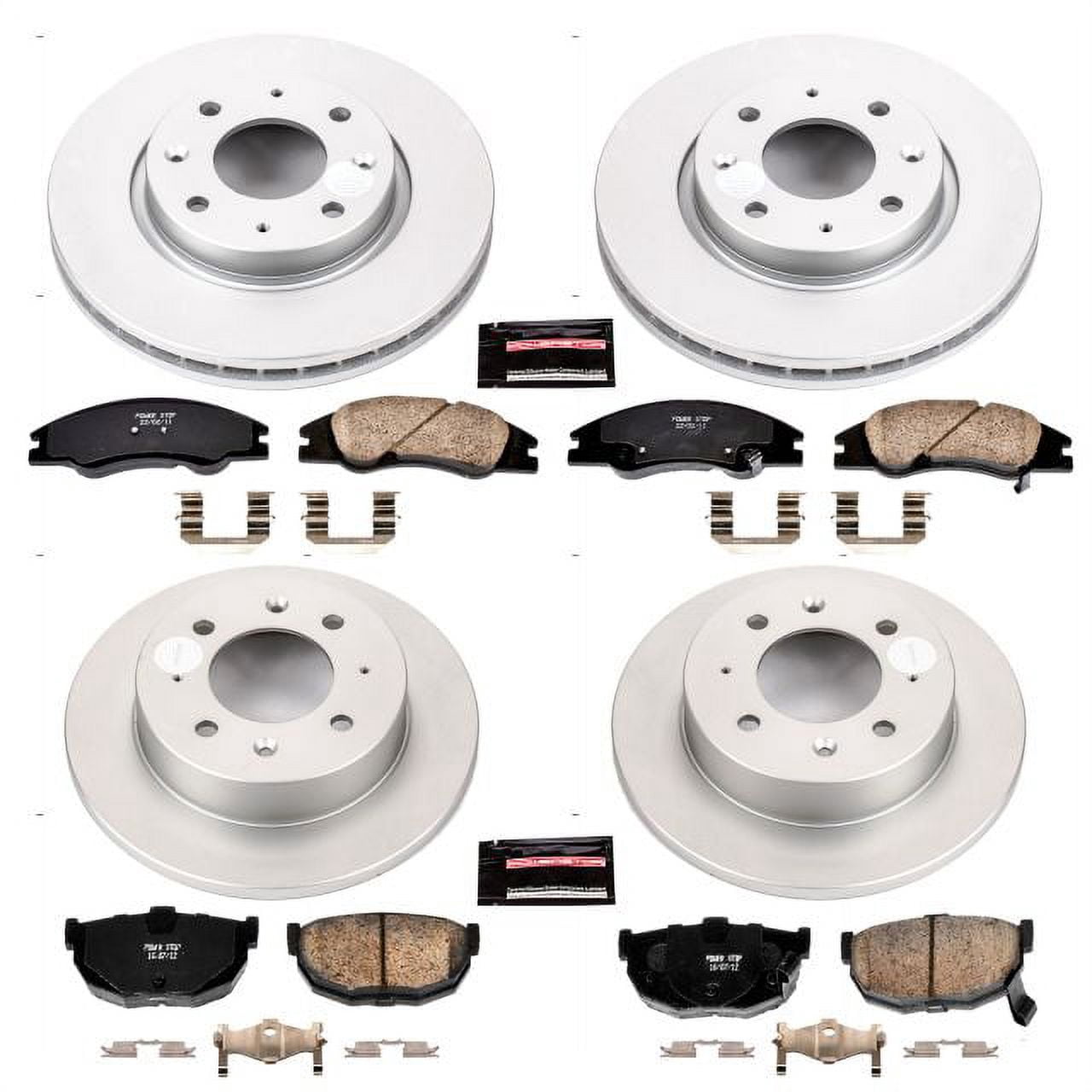 PowerStop Front and Rear Geomet Coated Brake Rotor and Pad Kit Fits: KIA Select Models CRK5904