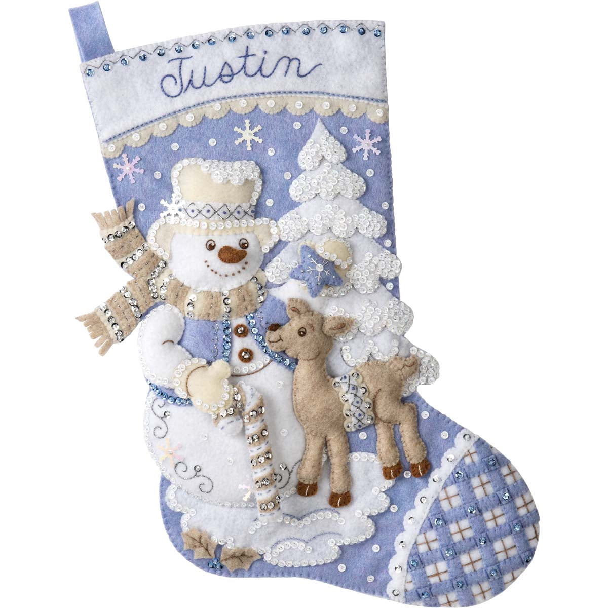 Bucilla Felt Applique Holiday Stocking Kit, Snowman's Winter Wonderland, 18"