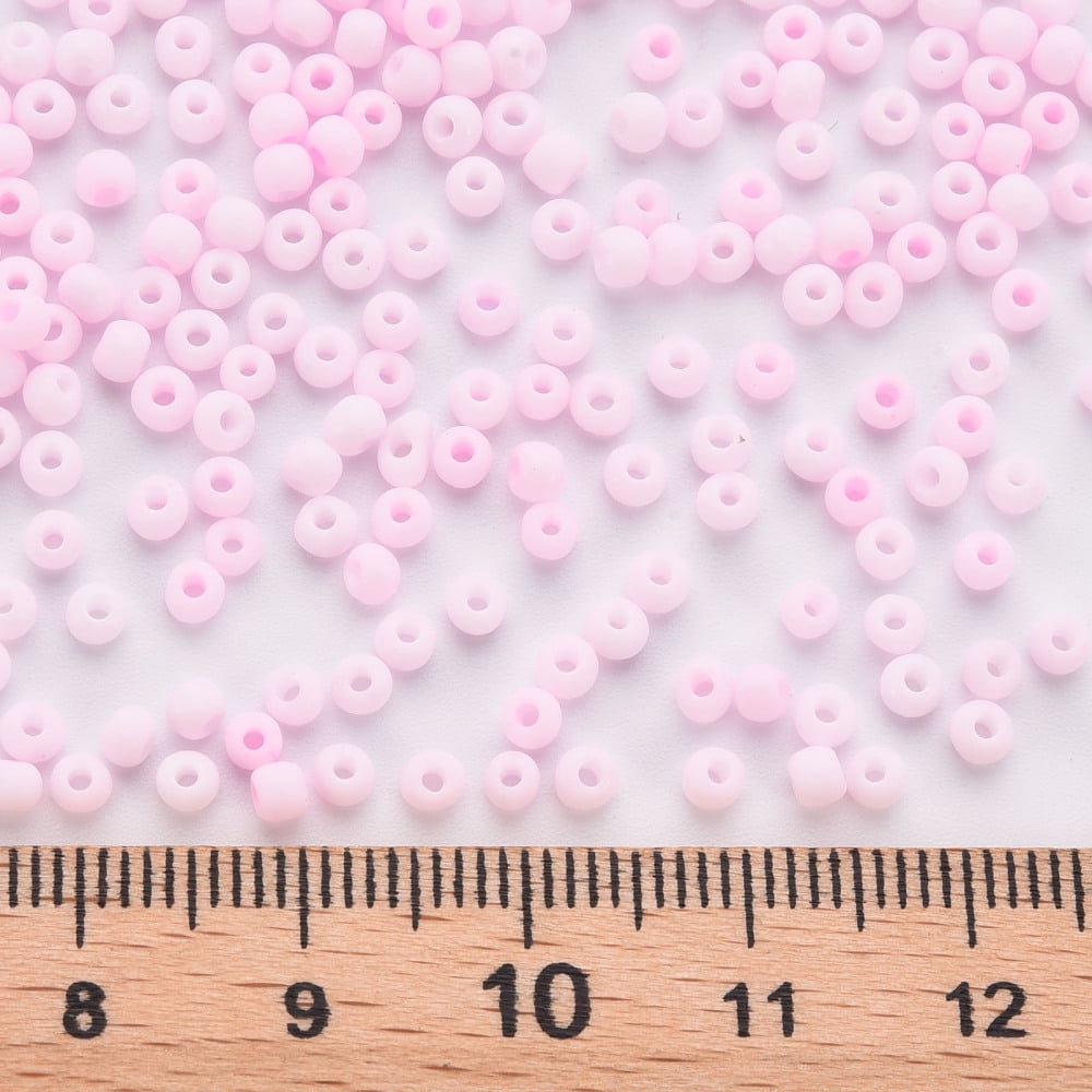 1Pound 8/0 Opaque Glass Seed Beads Round Hole Frosted Colours Round Pearl Pink 3~4x2~3mm Hole: 0.8mm about 15000pcs/Pound