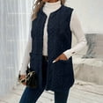 thumbnail image 4 of Women's Double-Sided Plush Vest, Solid Color Sleeveless Jacket with Pockets, Casual Quilted Outerwear for Women, Warm Winter Vest without Sleeves, Soft Plush Layering Piece for Fall and Winter Navy, 4 of 8