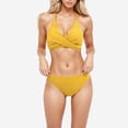 thumbnail image 5 of MGDXOX Two Piece Swimsuit for Women High Waisted Tummy Control Bikini Set Tie Back Halter Push Up Ruched Bathing Suits Yellow M, 5 of 5