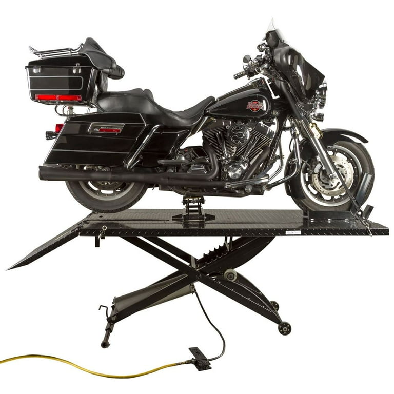 Black Widow Motorcycle Lift Table with Cruiser V Twin Center Jack