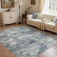 thumbnail image 3 of UERMEI 6'x9' Washable Area Rugs for Living Room, Modern Abstract Printed Carpet, Non Slip Indoor Rug for Bedroom Home Decor Carpets, Blue/Brown, 3 of 12
