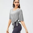 thumbnail image 4 of SWSMCLT Women's Soft Shirt T Shirt Workout Short Sleeve Side Split See Through Summer High Low Tshirt Running Fashion Grey 12, 4 of 4