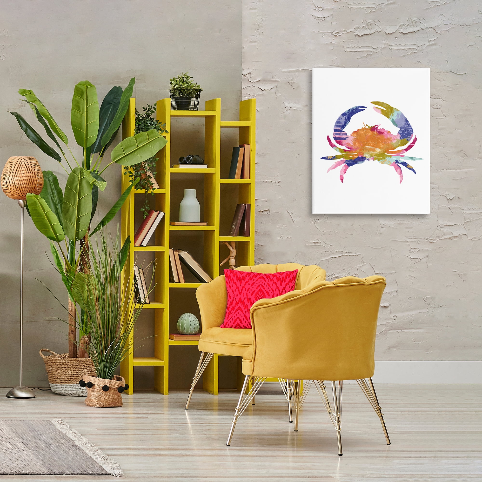 Stupell Industries Patterned Crab Impression Animals & Insects Painting Gallery Wrapped Canvas Art Print Wall Art, 24 x 30
