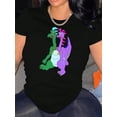 thumbnail image 2 of Women's Casual Dinosaur Graphic T-Shirt - Comfy Summer Short Sleeve, White Crew Neck with Double-Headed Dinosaur Print, Lightweight Polyester Blend, Perfect for Casual Attire, Dinosaur Clothes, 2 of 8