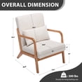 thumbnail image 4 of Mid Century Modern Accent Chair, Arm Chair Living Room Chairs with Lumbar Pillow Upholstered Lounge Reading Chair with Solid Wood Frame & Corduroy Fabrics for Living Room Bedroom (Beige), 4 of 6