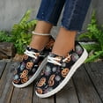 thumbnail image 3 of Halloween Pumpkin Fashion Sneakers for Women Wide Feet Skeleton Lace up Penny Loafers Casual Canvas Walking Flat Shoes, 3 of 7
