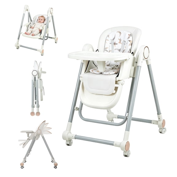baby high chair,high chairs for babies and toddlers,Adjustable Height & Recline,baby seat,high back booster seat,portable high chair,Locking Wheels,Highchair for Ages 1-3 Years