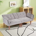 thumbnail image 4 of Leumius 72 Inch Futon Sofa Bed,Velvet Futon Couch with Adjustable Backrest and Cupholders,Suitable for Apartment,Living Room,Small Space,Dark Gray, 4 of 7