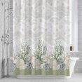 thumbnail image 2 of Seahorse Coral Shell Bathroom Shower Curtain, Starfish Ocean Wave Sage Green Waterproof Washable Soft Bath Curtain for Bathtub Decor with 12 Hooks&Grommet, 36x78 Inch, 2 of 9