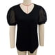 thumbnail image 1 of Top con cuello en V y manga abullonada,Top con cuello en V para mujer Blusa con manga abullonada y cuello en V Camiseta con cuello en V para mujer creada magistralmente, 1 of 3
