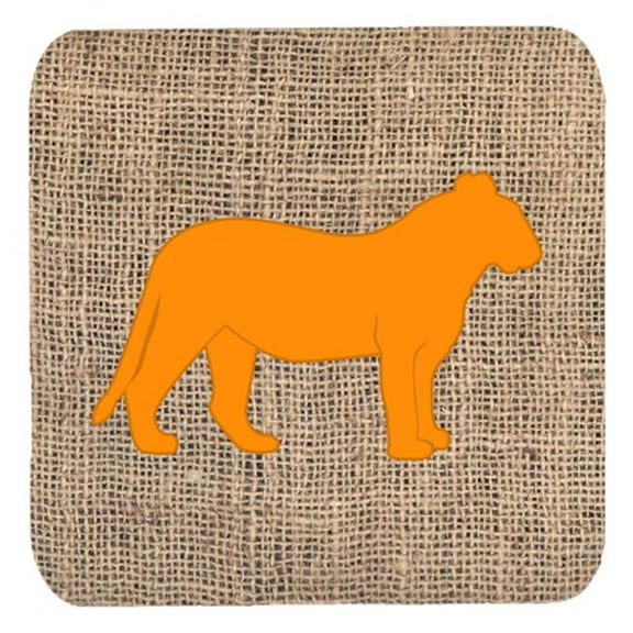 Tiger Burlap And Orange Foam Coasters - Set 4, 3.5 x 3.5 In.