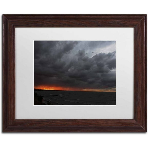 Trademark Fine Art "Stormy October Sunset" Canvas Art by Kurt Shaffer, White Matte, Wood Frame