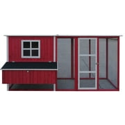 Red Wooden Chicken Coop with Run for 4-6 Chickens, Outdoor Waterproof Hen House