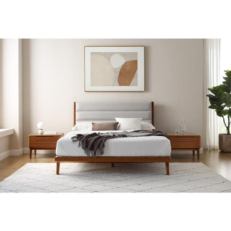 Greenington Mercury Upholstered Eastern King Platform Bed Amber