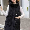 thumbnail image 4 of UPPADA Puffer Vest for Women Fall Trendy Zip up Jacket Casual Long Down Vest Solid Color Sleeveless Collared Winter Puffer Vest Outwear Womens Puffer Vest Long with Hood Black,L, 4 of 9
