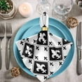 thumbnail image 3 of GZHJMY Black and White Alternating Fleur-De-Lis Pattern Cloth Napkins, Set of 1 20 x 20 Inch Soft & Comfortable Polyester Dinner Napkin for Family, Restaurant, Weddings, Parties, 3 of 5
