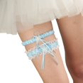thumbnail image 4 of Women's White Lace Wedding Garters 2-Piece Set Bridal Garter Prom Gift Dark Blue, 4 of 4