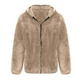 thumbnail image 4 of Brondbend Men's Coats Men's Fall Jacket Hooded Long Sleeved Zipper Pocket Outerwear Solid Color Casual Jacket Loose Fit Weekend Tops Khaki, 4 of 5