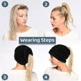 thumbnail image 4 of ASTRAEA 2Pcs Winter Beanie Hat with Ponytail Hole, Soft Warm Messy Bun Knit Skull Cap for Women, 4 of 8