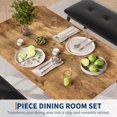 thumbnail image 3 of 3-Piece Dining Table Set for 4 with 2 Upholstered Benches, Wooden Kitchen Table, 3 of 8