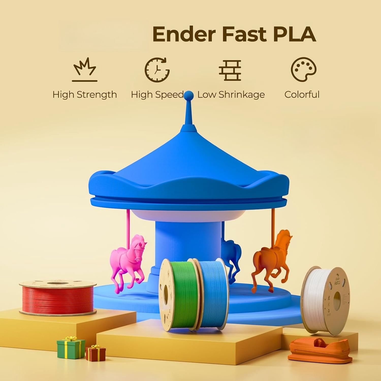 High Speed PLA 3D Printer Filament Bundle, 2Kg (Black & White) 1.75mm for 300mm/s Printing, No-Tangling & Clog-Free, Dimensional Accuracy +/- 0.02mm, Compatible with Most FDM Printers