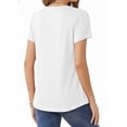 thumbnail image 3 of MOYIKO Women Summer Top Short Sleeve O Neck Basic White Tshirt Petal Sleeve Pleated Dressy Tee Clothes Size L, 3 of 7