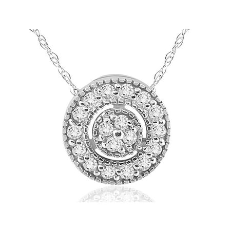 Diamond Pave Star Pendant - 1/4 ct Diamond Pave Halo Pendant 14K White Gold Womens Necklace & 18