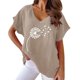 thumbnail image 1 of Gibobby Casual Playera de Manga Corta para Mujer Camiseta informal suelta con cuello en V y estampado floral manga corta para mujer(Caqui,CH), 1 of 2