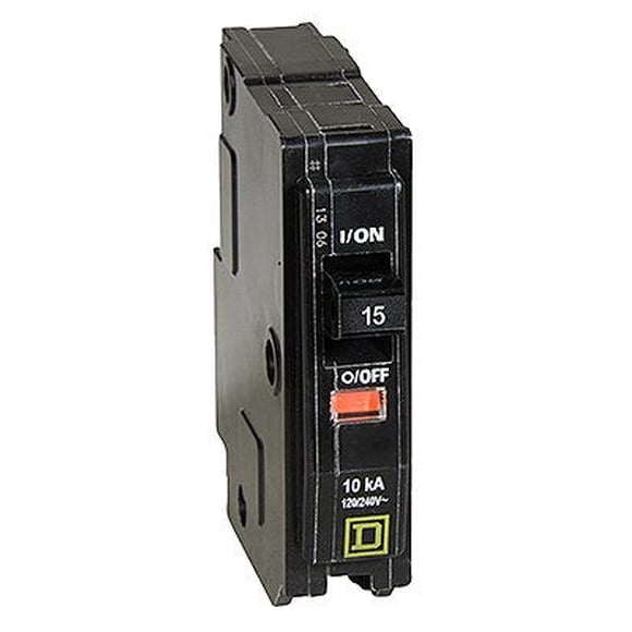 Schneider Electric - Square D, Miniature Circuit Breaker, QO, 15A, 1 Pole, 120/240VAC, 10kA, Plug-i