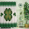 thumbnail image 2 of Shower Curtain, St. Patrick's Day Celtic Knot Lucky Clovers Waterproof Shower Curtain Set with Hooks for Bathroom Showers,Stalls and Bathtubs,54x78In Green Black Buffalo Plaid, 2 of 9