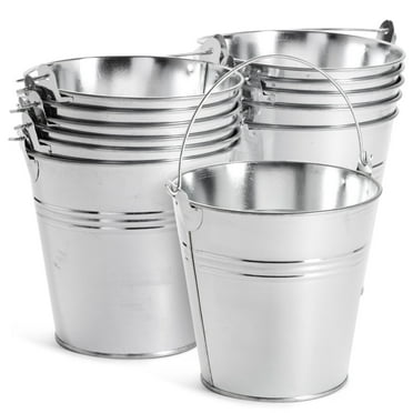 12 Pack Galvanized Metal Buckets with Handles for Party Decorations, Small Tin Pails (5 x 4.7 x 3.5 In)