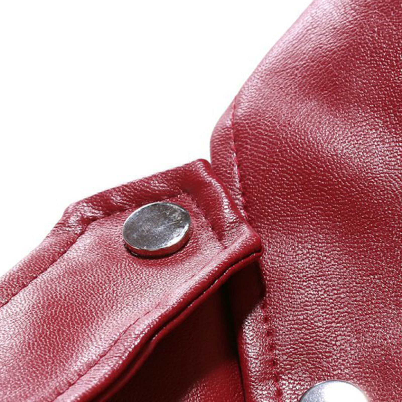 safuny Men's Faux Leather Jacket Stylish Zipper Coat Long Sleeve Windproof able Casual Outwear Winter Fashion Jacket for Outdoor Daily Wear Red XXXXXL